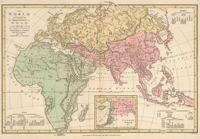 Le monde peuplé par les descendants de Noé montrant les pays possédés par Sem, Cham et Japhet et leur postérité après la confusion des langues - Robert Wilkinson